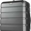 KROSER Hardside Expandable Carry On Luggage with Spinner Wheels & Built-in TSA Lock, Durable Suitcase Rolling Luggage with USB Port, Carry-On 20-Inch Steel Grey