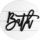 Modern Rustic 3D Bath Sign,Wooden, Handcrafted, Shiplap Farmhouse Bathroom Round Sign for Wall Hanging Dcor for Home (White)