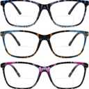 Bifocal Reading Glasses Women Clear Top Eyeglasses,Pattern Print Stylish Ladies Readers Spring Hinge