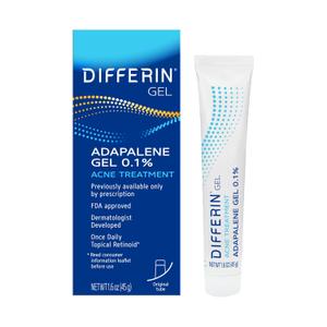 Differin Acne Retinoid Treatment Gel, 0.1% Adapalene, 45g Tube | Otc Retinoid Gel, Clears Acne And Blackheads, Unclogs Pores, Once-Daily Use, Dermatologist Recommended, 45G Tube