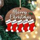 Personalized Merry Christmas Ornaments Custom 1-15 Name Wood Stockings Xmas Hanging Decor Family Name Christmas Keepsake Gift for Family Parents Kids