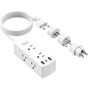 European Travel Plug Adapter, Olcorife Universal Travel Adapter for EU UK US AUS, 6 Outlets 3 USB Ports with 5ft Extension Cord, International Power Adapter for US to Europe UK AUS European Travel Plug Adapter, Olcorife Universal Travel Adapter for EU UK US AUS, 6 Outlets 3 USB Ports with 5ft Extension Cord, International Power Adapter for US to Europe UK AUS