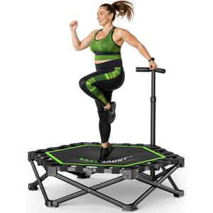 East Mount Foldable Mini Trampoline Indoor, Folding Rebounder Trampoline for Adults with Handles, Exercise Rebounder, Small Trampoline for Adults, for Indoor Garden Workout (42-Inch)