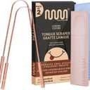 MasterMedi Tongue Scraper with Case Easy to Use Tongue Scraper for Adults, Tongue Cleaner for Oral Care & Hygiene Copper Set of 2 (with Travel Case)