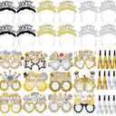 YVAINE 36 Pieces New Years Eve Party Supplies 2026 Happy New Year Decorations Include 12 Headband Tiaras 12 Noise Makers and 12 New Year Eyeglasses for New Year Party Decorations