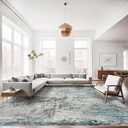 9x12 Area Rug for Living Room: Non Slip Area Rugs for Living Room Blue Grey