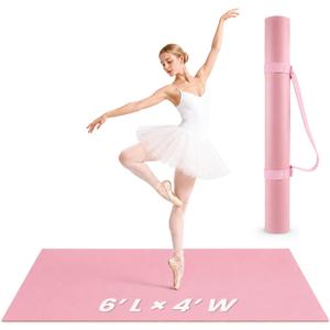 Portable Dance Floor, 4' x 6' Vinyl Dance Mat for Ballet Practice, Pink 5mm