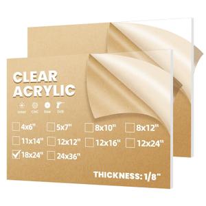 Plexiglass Sheets 1/8" (3mm) Thick - 4 Pack of 18x24 Clear Cast Acrylic Sheets for Laser Cutting, Signs, Glass Replacement, DIY and Crafts Project