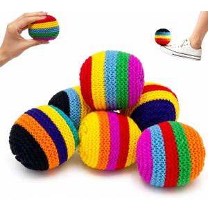 WesGen 6PCS Knitted Footbags Set, Football, Soccer, Basketball, Baseball Design, Soft Kick Sacks for Juggling Practice, Indoor/Outdoor Games & Party Favors ﻿