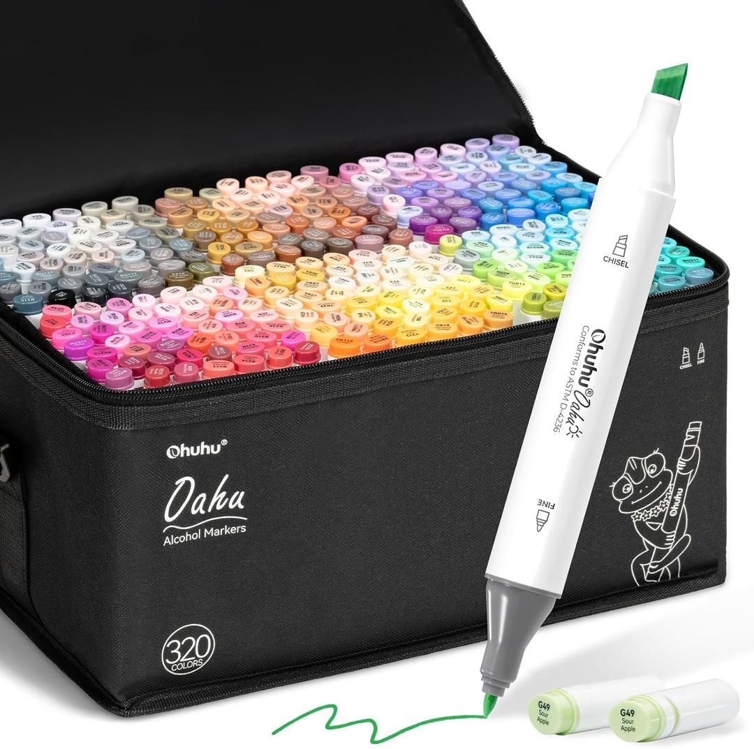 Ohuhu Alcohol Markers 320 Colors - Chisel & Fine Double Tipped Art Markers for Artists Adults Coloring Drawing Sketching Illustration - Alcohol-based Refillable Ink Ohuhu Alcohol Markers 320 Colors - Chisel & Fine Double Tipped Art Markers for Artists Adults Coloring Drawing Sketching Illustration - Alcohol-based Refillable Ink