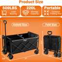 Wagons Carts Foldable Heavy Duty Collapsible Wagon for Groceries, Apartment Moving & Storage Wagon cart with Wheels Foldable,Portable Folding Wagon for Yard Work, Travel, Shopping,Picnic & Beach