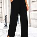 KIRUNDO Corduroy Pants Women High Waisted Wide Leg Pants Casual Winter Chenille Straight Loose Comfy Trousers with Pockets(Black, 4)