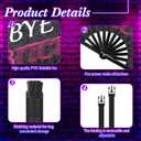 FairySandy Large Rave Fan UV Glow Hand Fan with Thigh Holster for Women Carnival Disco Party Supplies for Carnival Edm Music Festival Club Accessories Performance(Stylish Style,Black)