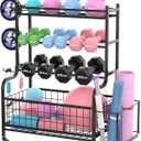 WALMANN Dumbbell Rack Home Gym Weight Rack for Dumbbells, Kettlebells, Foam Rollers, Yoga Mats and Resistance Bands, Workout Gear Organizer With Wheels