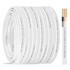 NM-B 14/2 Wire with Ground,250FT 14 Gauge 2 Conductors Electrical Wire 14 AWG Copper Solid Indoor NMB Cable,14/2 with Ground Non-Metallic Sheathed Cable Residential Wiring for Switch,Outlet,Lighting