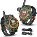 Rechargeable Walkie Talkies for Kids, Two-Way Radio Walky Talky with Flashlight Children Long Range, 2 Pack Interphone Toy for Kids Age 6-12 Outdoor Game for Kid Ages 4-8 Gifts for Boy (Dark green)