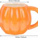 Cabilock 2PCS Halloween Pumpkin Mugs, 500ml Ceramic Pumpkin Fall Coffee Cup, Thanksgiving Halloween Christmas Gift for Women Men