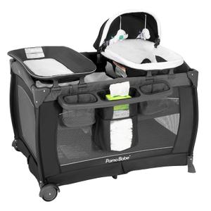 Pamo Babe Playard Portable Playard Foldable Playpen for Baby and Toddler Portable Crib Mattress Diaper Changer for Newborn (Grey)
