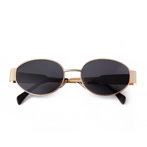 Retro Oval Sunglasses for Women Men Trendy Small Sun Glasses Classic Metal Frame Shades UV400 Protection