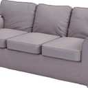 Sofa Covers Compatible with IKEA Ektorp 3 Seat Sofa Slipcovers (Polyester Flax Light Gray, Ektorp Sofa)