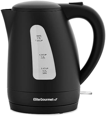 Elite Gourmet EKT8690 1.7L Electric Tea Kettle 1500W Hot Water Heater Boiler BPAFree, Fast Boil, Water Level Window and Auto ShutOff, Black