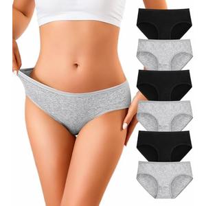 OLIKEME Womens Underwear Cotton Hipster Panties Low Rise No Show Briefs Soft Stretch Breathable Ladies Panties 6 Pack Size S