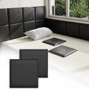 3D Anti-Collision Wall Padding for Kids, Black Peel and Stick headboard Panels, Self-Adhesive Headboard Panels for Wall, Bedroom/Living Room Upholstered Wall Panel(4 Pack -11.8" x 11.8")