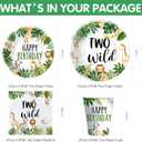 Two Wild Birthday Decorations Tableware - Jungle Animal Party Supplies For Safari 2nd Birthday Decorations, Plate, Cup, Napkin, Tablecloth, Cutlery, Straw | Serves 24