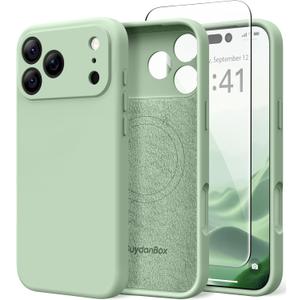 Magnetic for iPhone 17 Pro Max Case, Compatible with MagSafe, [Full Camera Protection][Screen Protector] Silicone Shockproof Protective Phone Case for iPhone 17 Pro Max 6.9", Light Cyan