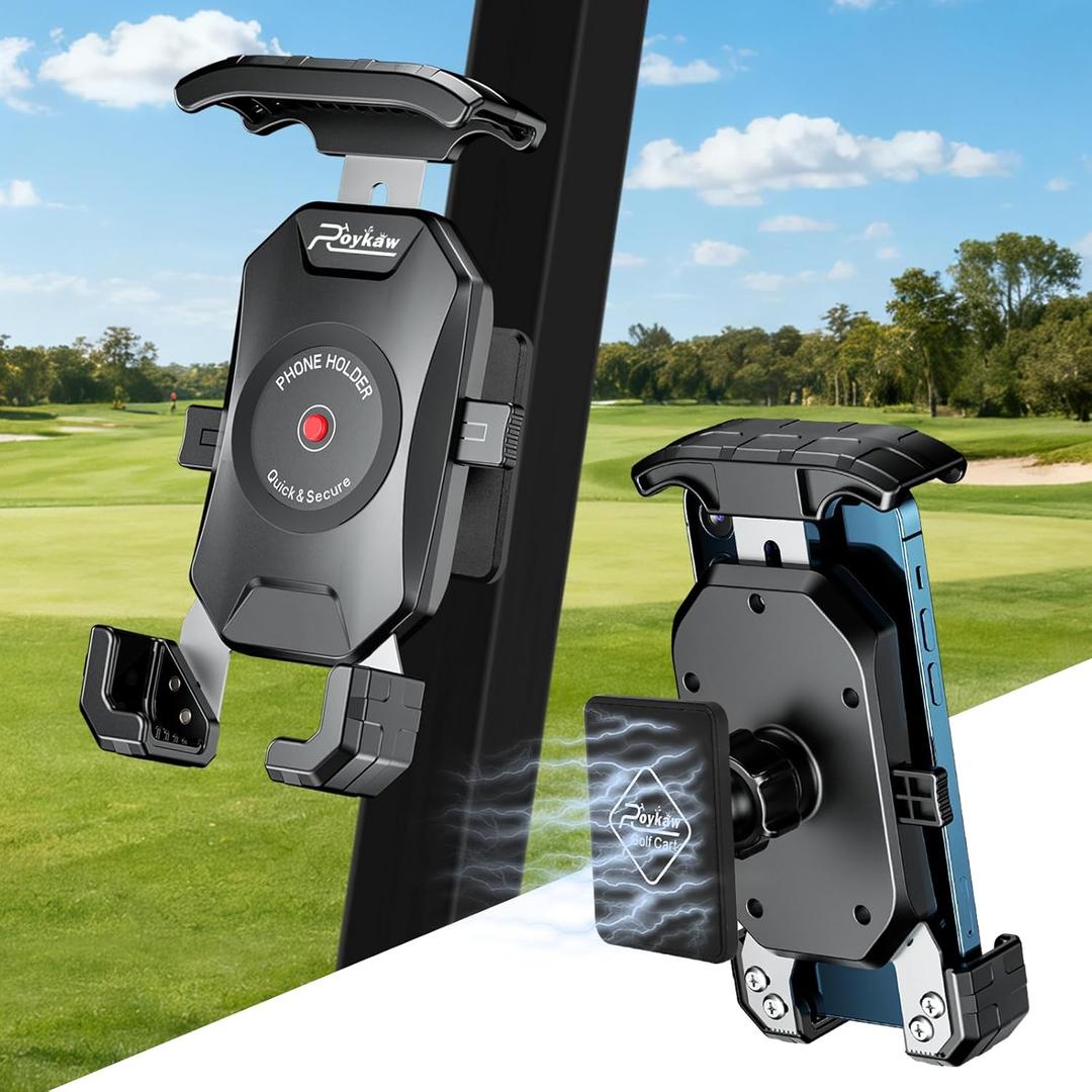 Roykaw Golf Cart Magnetic Phone Holder Mount Compatible with EZGO/Club Car/Yamaha, Compatible with iPhone/Galaxy/Google Pixel, Ultra Strength Magnet/360 Rotatable/One-Handed Pick & Place