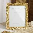 8x10 Picture Frame Gold Picture Frames, Vintage Ornate Frame Leaf Textured Hand-Crafted Resin with Glass Front, Antique Photo Frame for Wall Hanging and Tabletop Display, Retro Design Home Decor