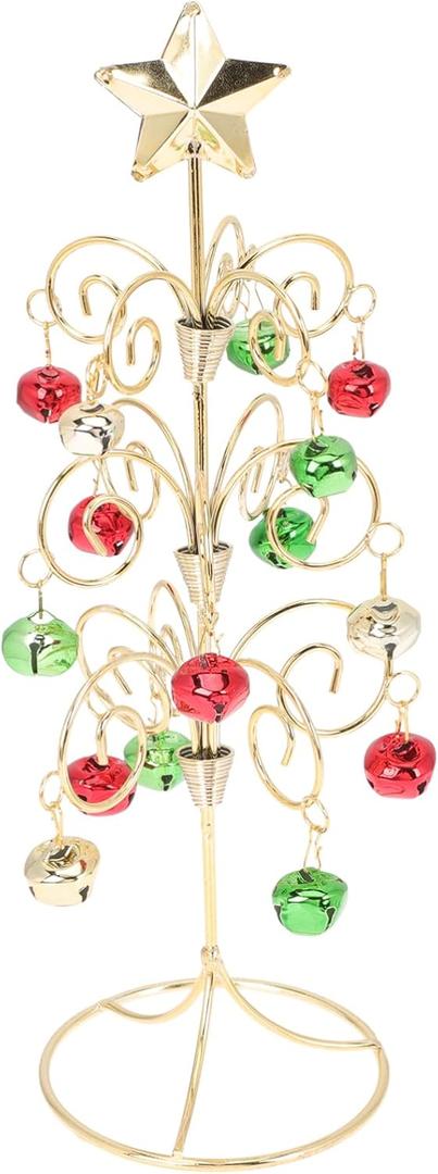 VICASKY Desktop Holiday Tree Ornament Metal Christmas Decoration Rotatable Calendar Xmas Ornaments Realistic Display Stand Gold Table Decor Tabletop Mini Trees (11.40X3.73 Inch)