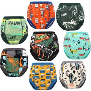 MooMoo Baby 8 Packs Potty Training Pants Cotton Absorbent Training Underwear for Toddler Boy and Girls 2T-9T (3T, Green)