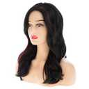 Dsimeig Long Wavy Red Black Wigs for Women Synthetic Side Part Natural Heat Resistant Party Cosplay Hair Wig