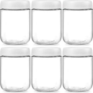 NETANY 6-pack 16oz Glass jars with Airtight Lids, Overnight Oats Containers with Lids, Wide mouth Mason Salad jars, Glass Food Storage Containers for Snacks Yogurt Spice Sugar-White