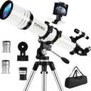 90mm Aperture 800mm AZ Mount Refractor Telescope for Adults High Powered,CUYUKU Telescopes for Adults Astronomy,Telescopio Profesional,Simple to Install and Easy to Operate (F90800N)