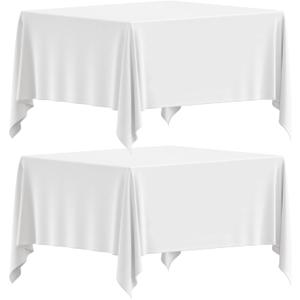 White Square Tablecloth 70 x 70 Inch, 200GSM - Set of 2 Extra Soft Square Tablecloths - Stain and Wrinkle-Resistant, Machine Washable, Card Table Tablecloth Square for Any Occasion, Premium Quality