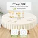 6 Pack Ivory Spandex Round Tablecloths 72 inch, Stretchy Fitted 6FT Table Cloths Wrinkle Free Round Table Covers with Skirt for Wedding Banquet Birthday Party Buffet Restaurant