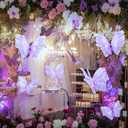 Geelin 6 Pcs Large Purple Butterfly Decorations Mariposas Grandes para Decoracion Big Butterfly Party Decor 20 Inch 12 Inch 3D Silk Butterflies for Baby Shower Women Birthday Party Wedding Decor