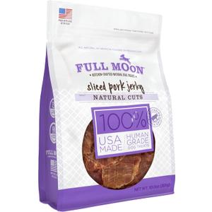 Full Moon Natural Cut Pork Jerky Healthy All Natural Dog Treats Human Grade Grain Free 10 oz