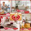 FuWeave 2 Pcs Valentine's Day Bathroom Rug Heart Shaped Mat Tufted Valentines Bathroom Mat Decor Non Slip Floor Soft Absorbent Red Rugs for Shower Kitchen Living Room, 31.5x20'', 23.6x20''