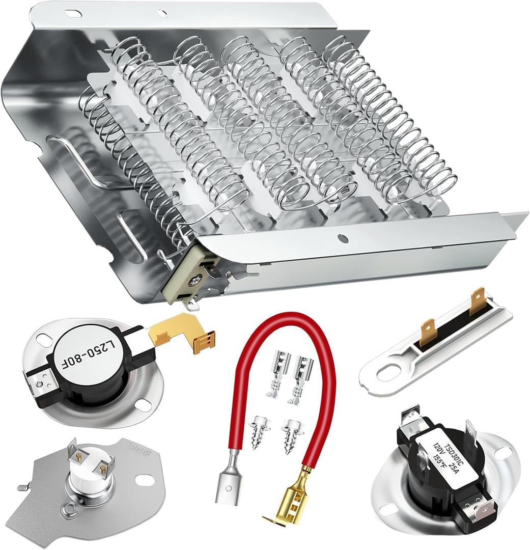 AMI PARTS 279838 Dryer Heating Element 3392519 3977393 Dryer Thermal Fuse & 3977767 3387134 Dryer Thermostat Compatible for Whirl pool Replacement 3398064 8565582 3403585