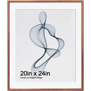 20x24 Poster Frame, 20x24 Picture Frame Matted to 16x20, Solid Wood Poster Frame-Horizontal and Vertical Wall Hanging for Home, Exhibition, Caffe(Brown)