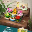 Succulent Bonsai Building Toy, Botanical Collection Plant and Flower Rose, Plant Building Block for Home Decoration, Gift Ideas for Adults Teens Kids (Pack of 6)