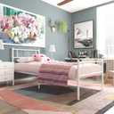 Weehom 11.2 Inch Twin Size Metal Bed Frame with Headboard Platform Bed Steel Slat Support Mattress Foundation Easy Assembly White