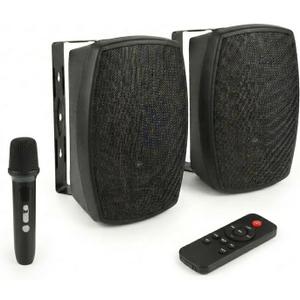 6.5 Inch Wall Mounted Bluetooth 5.4 Speakers, Peak 400W Indoor/Outdoor Waterproof Multi-Sync 200 Speakers/Auto-Pairing Auracast/Remote Control/BT Microphone for Patio/Garage/Home (Black, Pair)