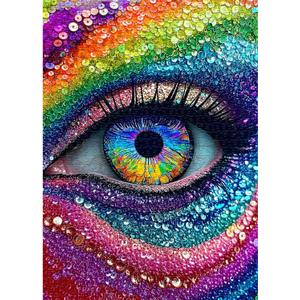 Impossible Puzzle for Adults 1000 Pieces, Diamond Eye Abstract Art Puzzle Colorful, Rainbow Crystal Hard Challenge Jigsaw Puzzle