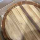 Extra Large 20INCH Premium Acacia Wood Tray Round Ottoman Tray with Handles Wooden Serving Tray Multi-Use for Dinner Breakfast in Bed Coffee Table Snack Entertaining Guests