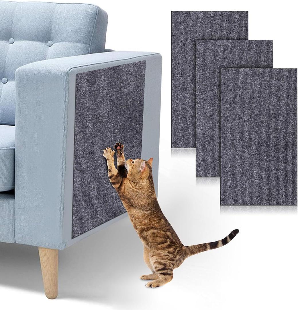 Palksky Climbing Cat Scratcher Mat, 3PCS 23.6"X11.8" Trimmable Self-Adhesive Cat Scratching Board, DIY Cat Scratching Pads for Couch Furniture Wall Cat Tree, Cat Climbing Wall Scratcher (Dark Gray 3Pack 23.6"X11.8")