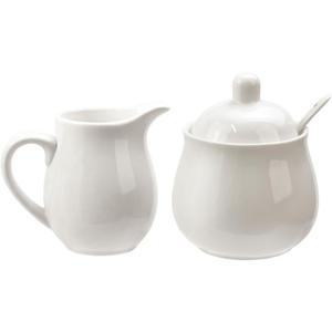 FUYU Ceramic Colorful Creamer and Sugar Set with Lid Spoon, Coffee Serving Set